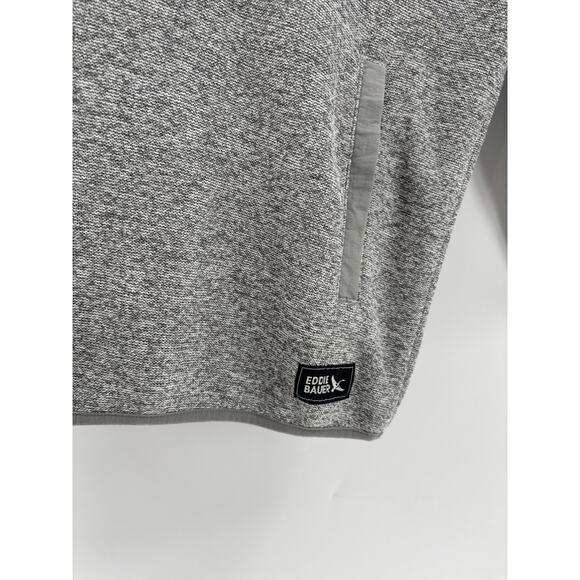 Eddie Bauer Pullover Sweater Mens Small Gray Snap Buttons Front Pocket Logo Knit - Picture 3 of 16